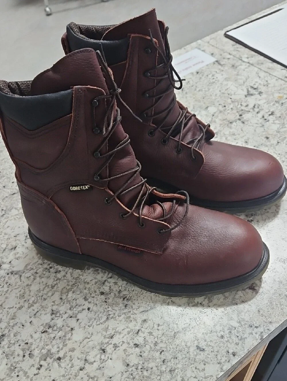 Red Wings Brown Leather Men's Work Boot — Durable Lace-Up Construction